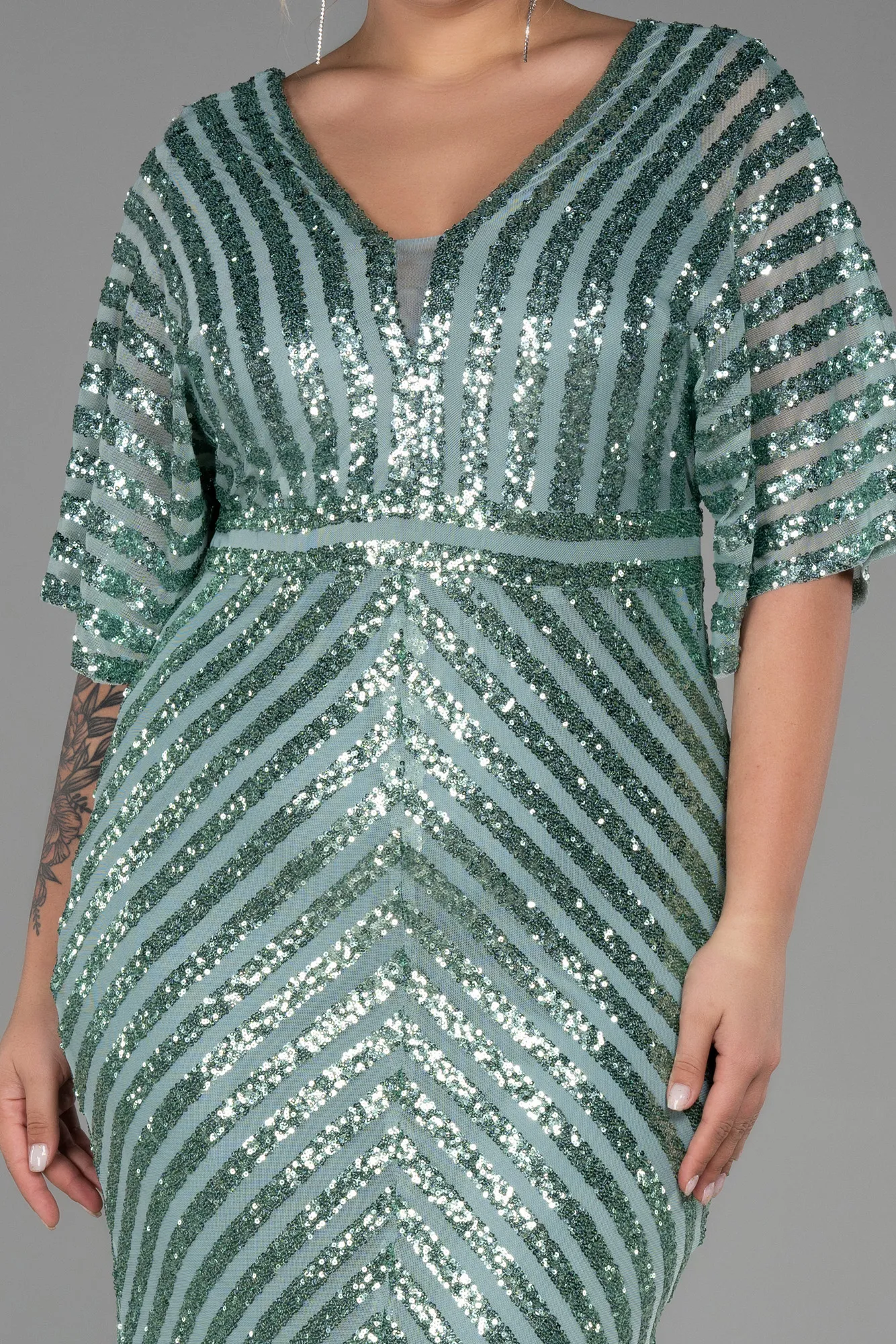 Turquoise-Long Plus Size Evening Dress ABU2309