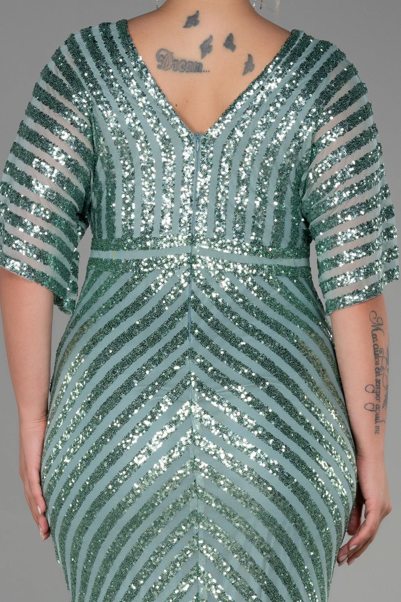 Turquoise-Long Plus Size Evening Dress ABU2309