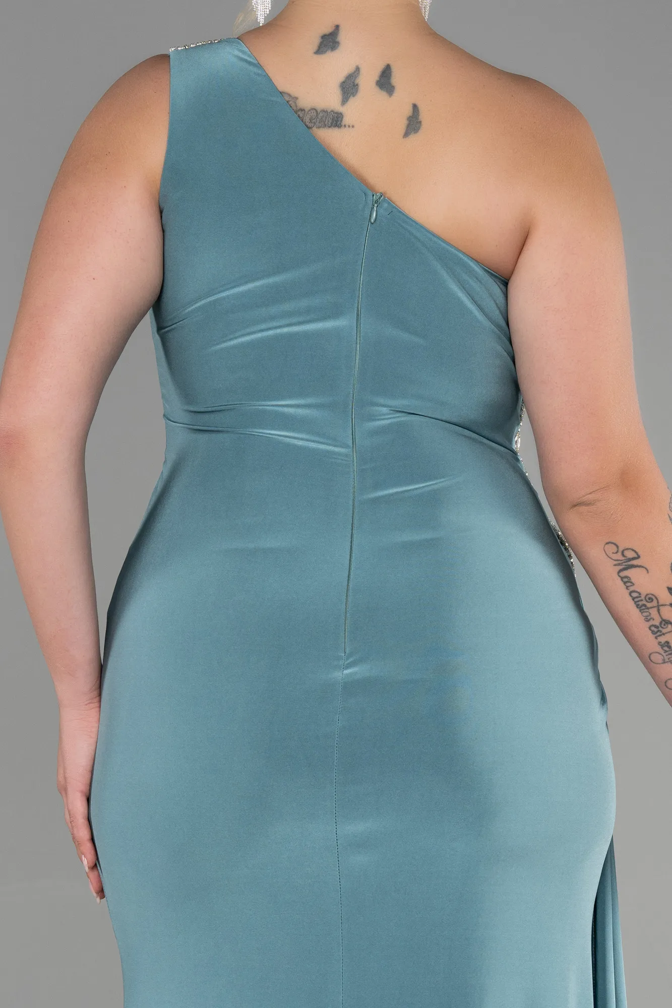 Turquoise-Long Plus Size Evening Dress ABU3132