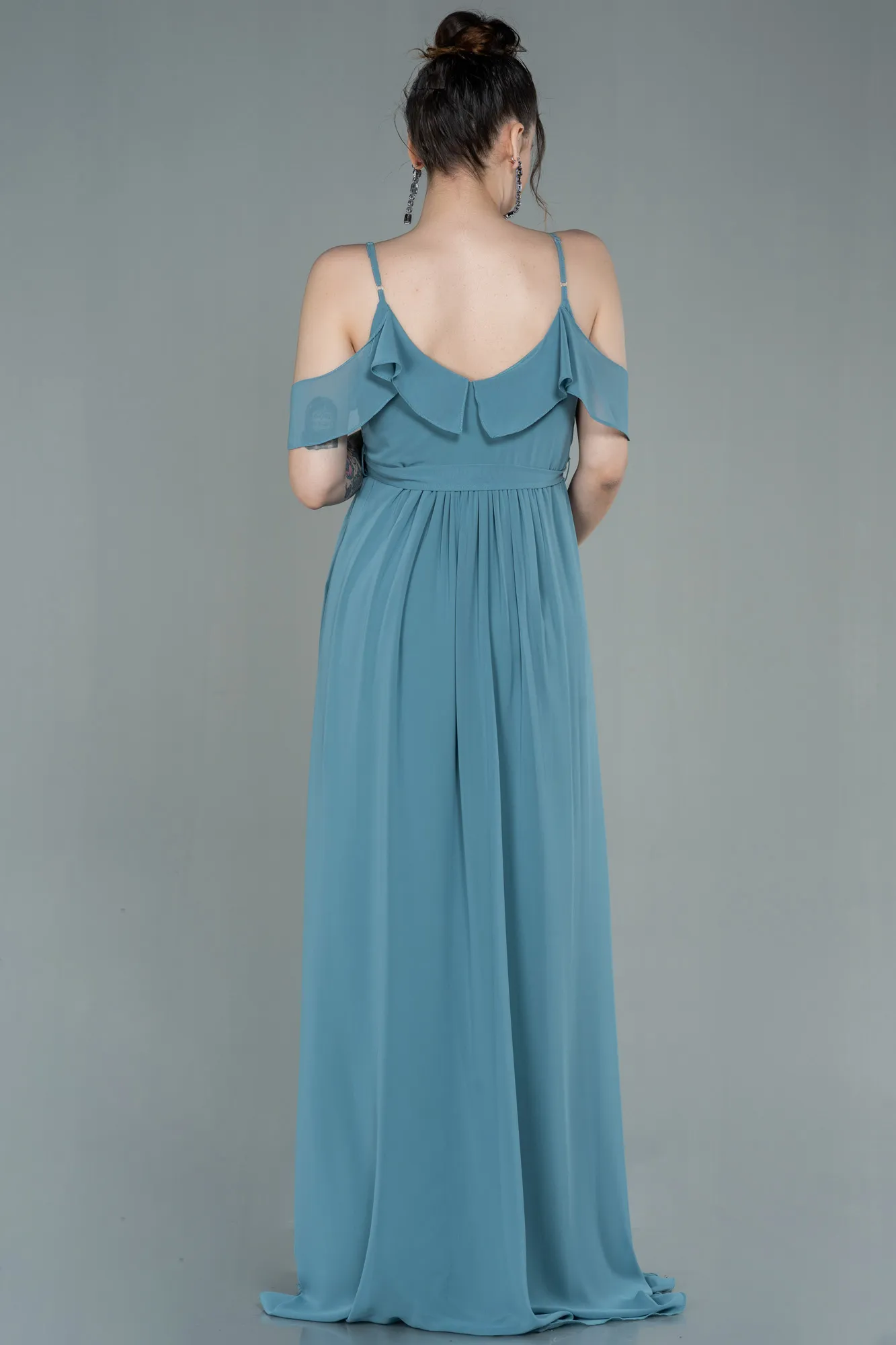 Turquoise-Long Pregnancy Evening Dress ABU744