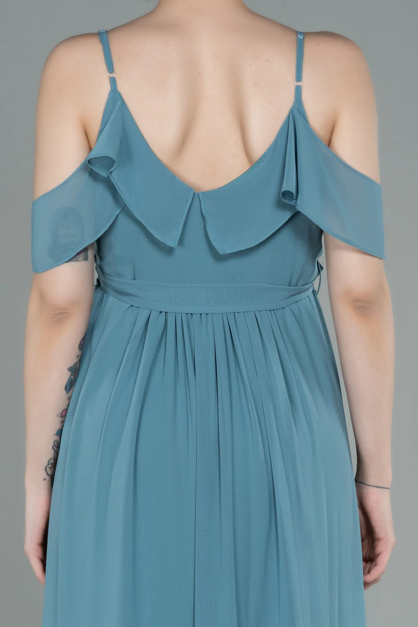 Turquoise-Long Pregnancy Evening Dress ABU744