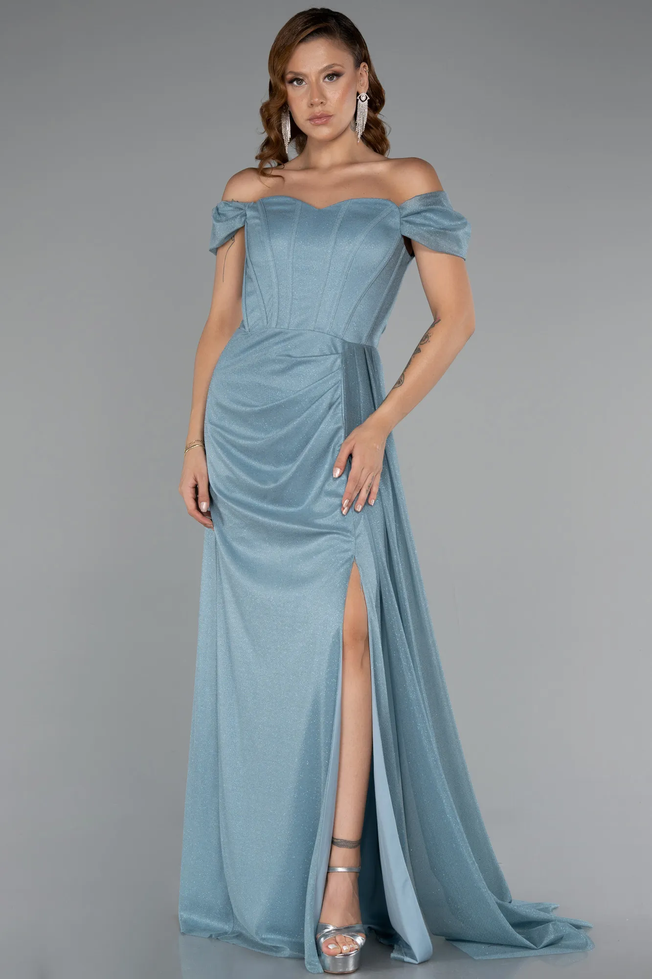 Turquoise-Long Prom Gown ABU3472