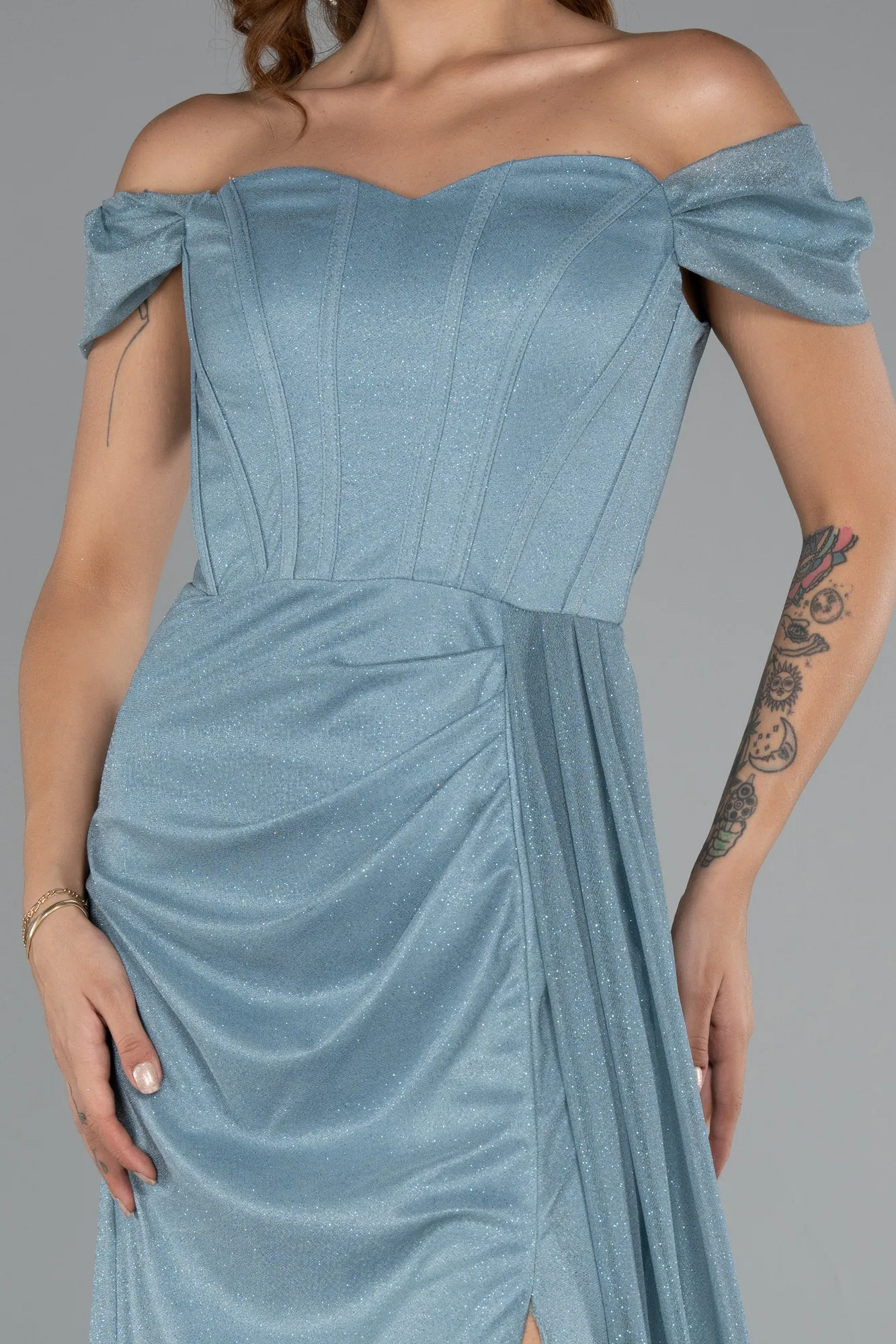 Turquoise-Long Prom Gown ABU3472