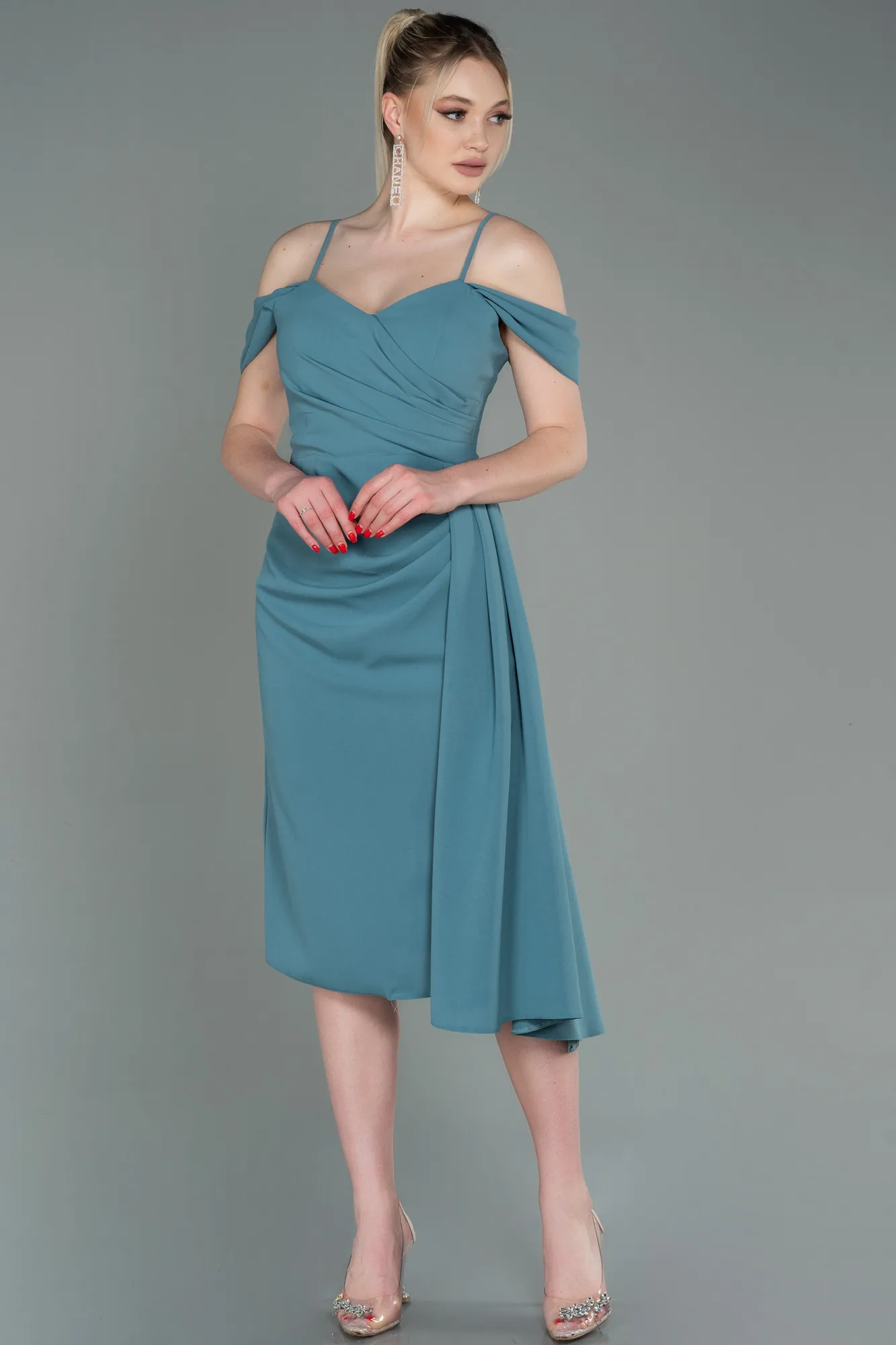 Turquoise-Midi Invitation Dress ABK1750