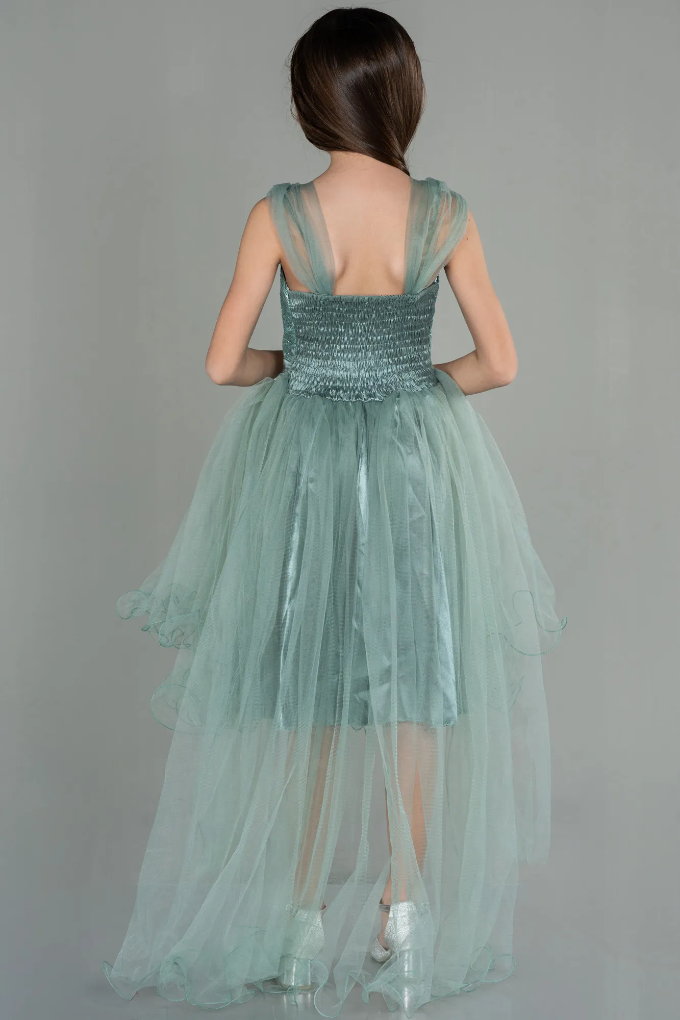 Turquoise-Short Girl Dress ABK1710