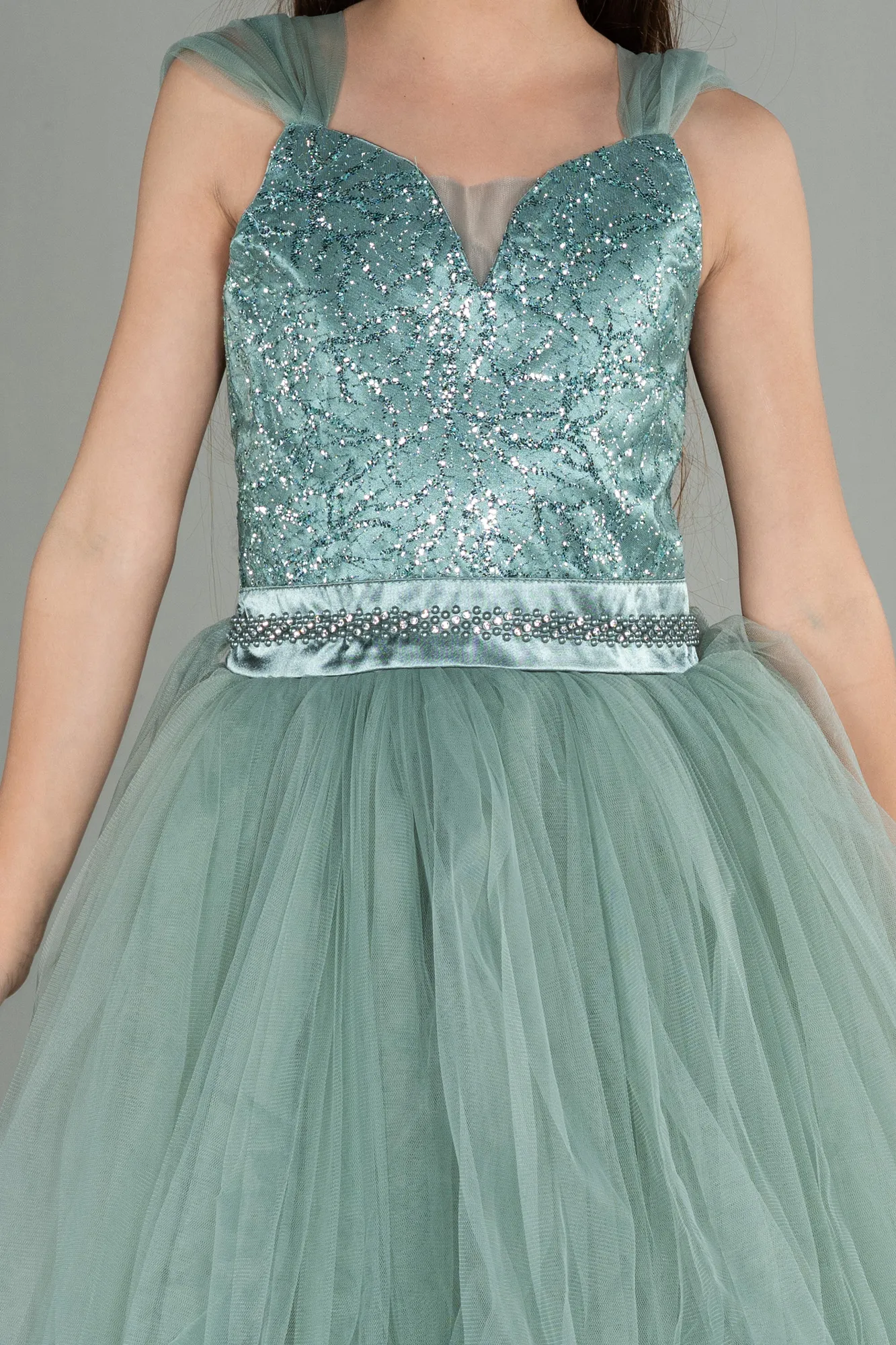 Turquoise-Short Girl Dress ABK1710