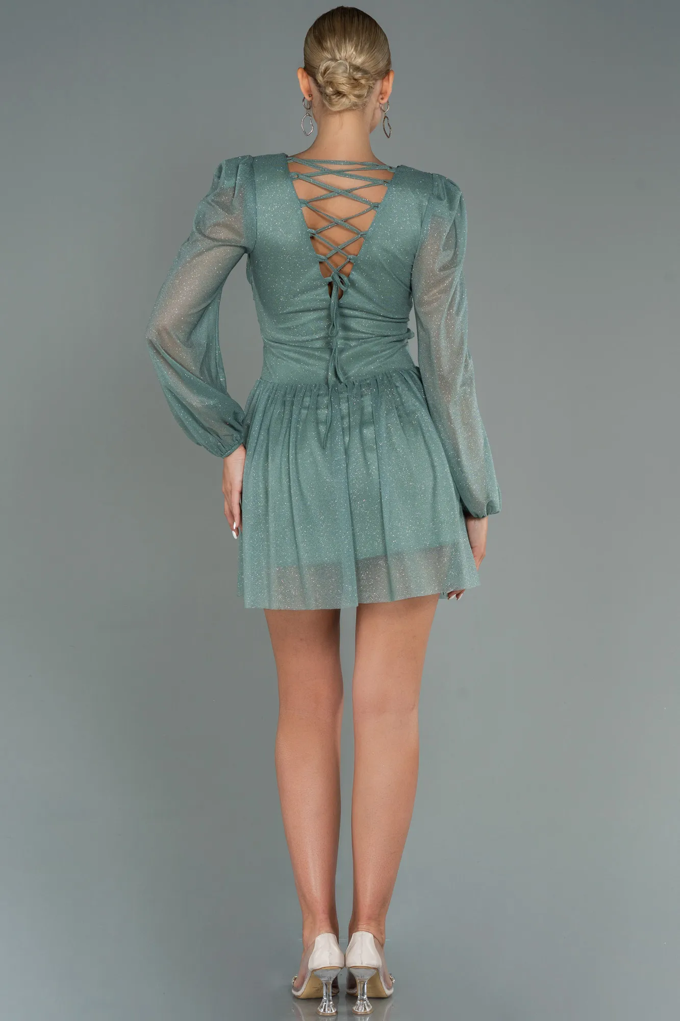 Turquoise-Short Invitation Dress ABK1743