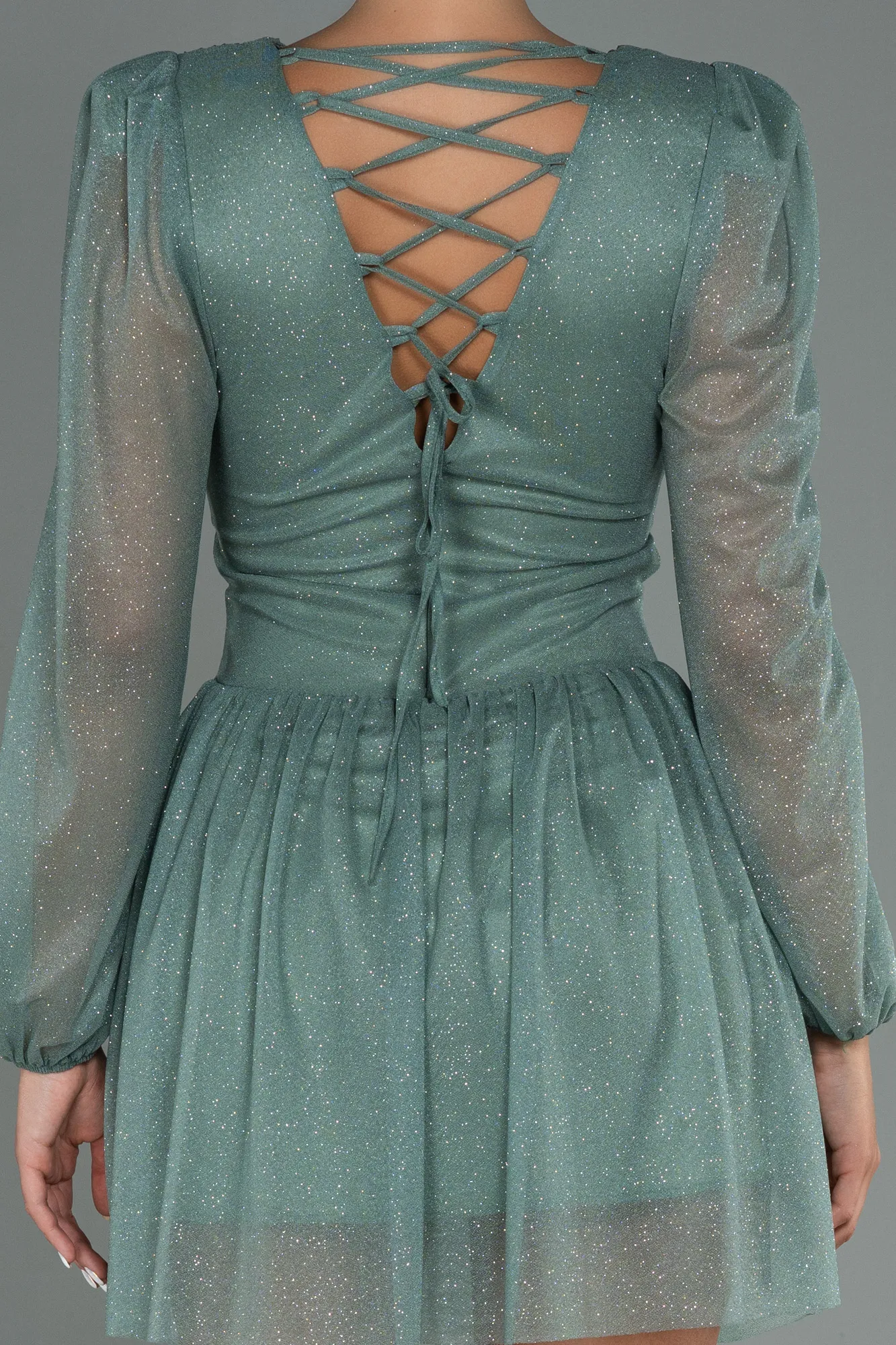 Turquoise-Short Invitation Dress ABK1743