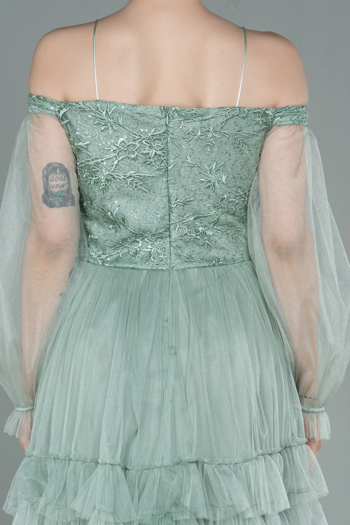 Turquoise-Short Invitation Dress ABK992