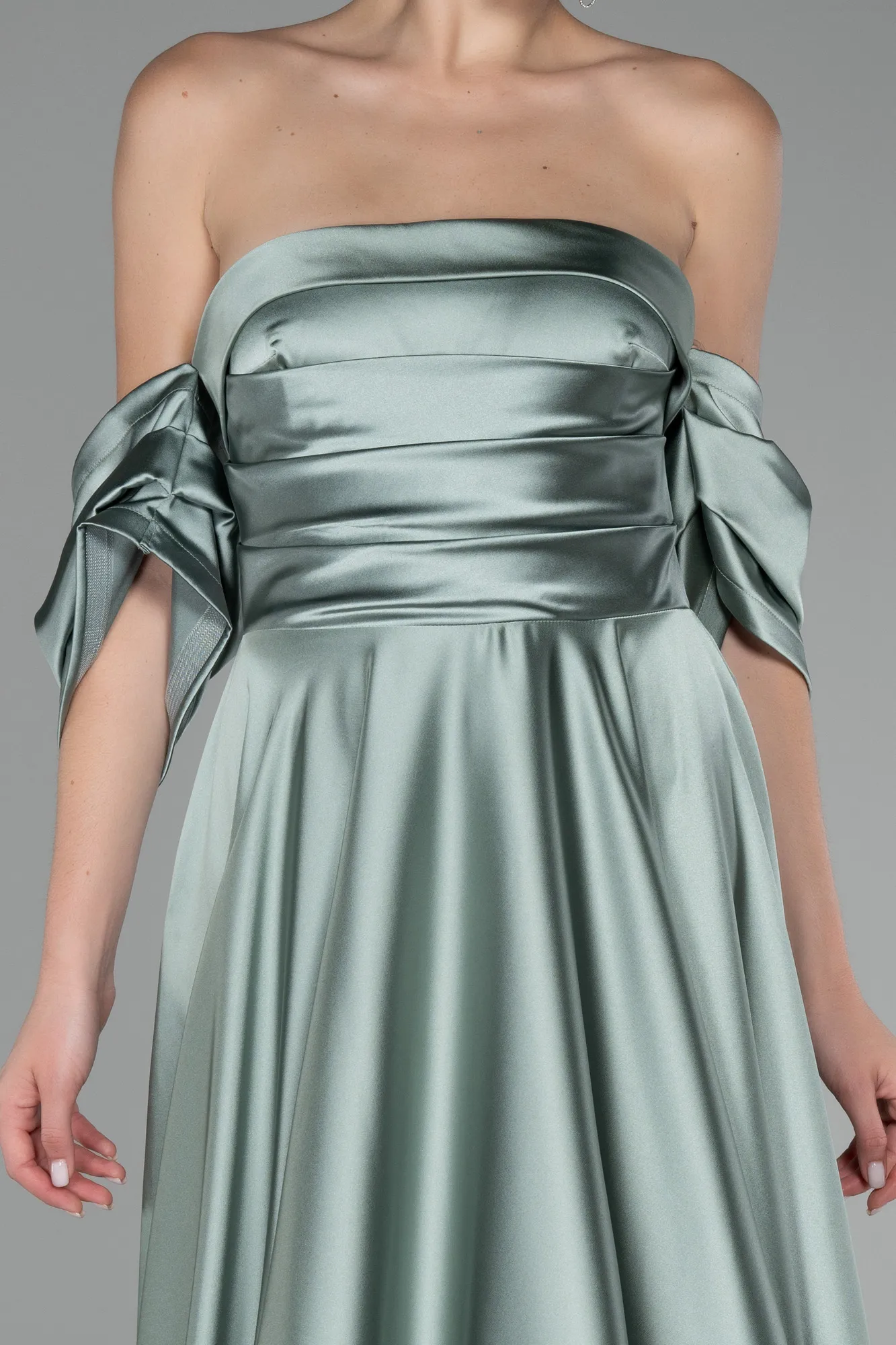 Turquoise-Strapless Long Satin Prom Gown ABU4132