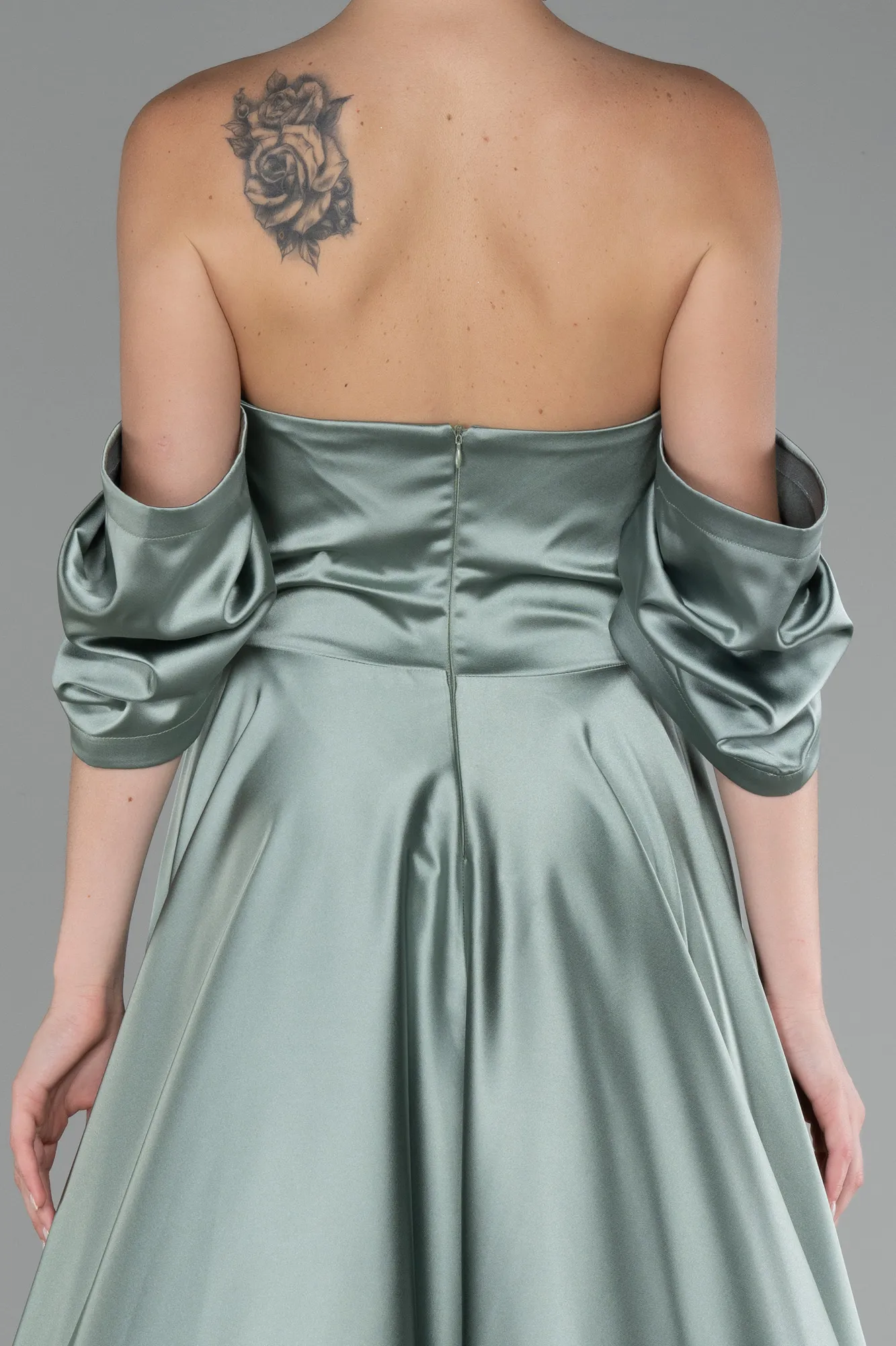 Turquoise-Strapless Long Satin Prom Gown ABU4132