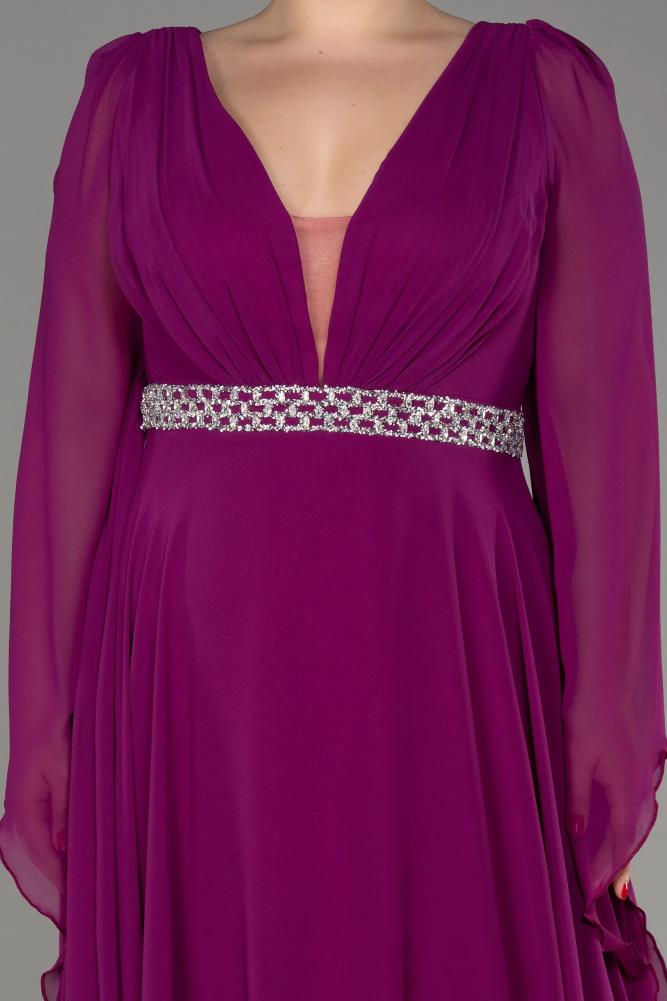 Violet-Long Chiffon Plus Size Evening Dress ABU3543