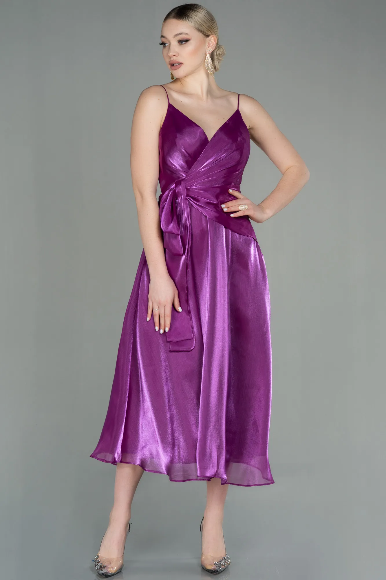 Violet-Midi Chiffon Invitation Dress ABK1669