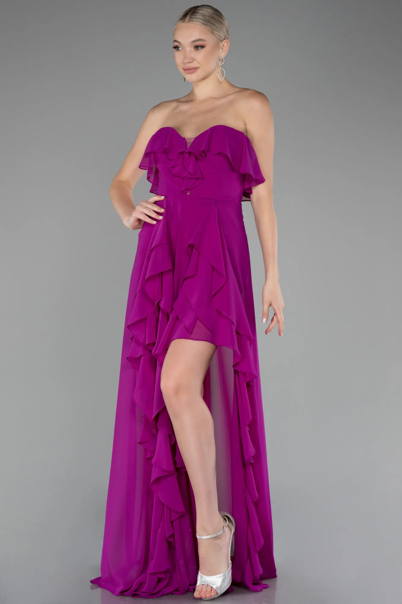 Violet-Strapless Long Chiffon Prom Dress ABU3838