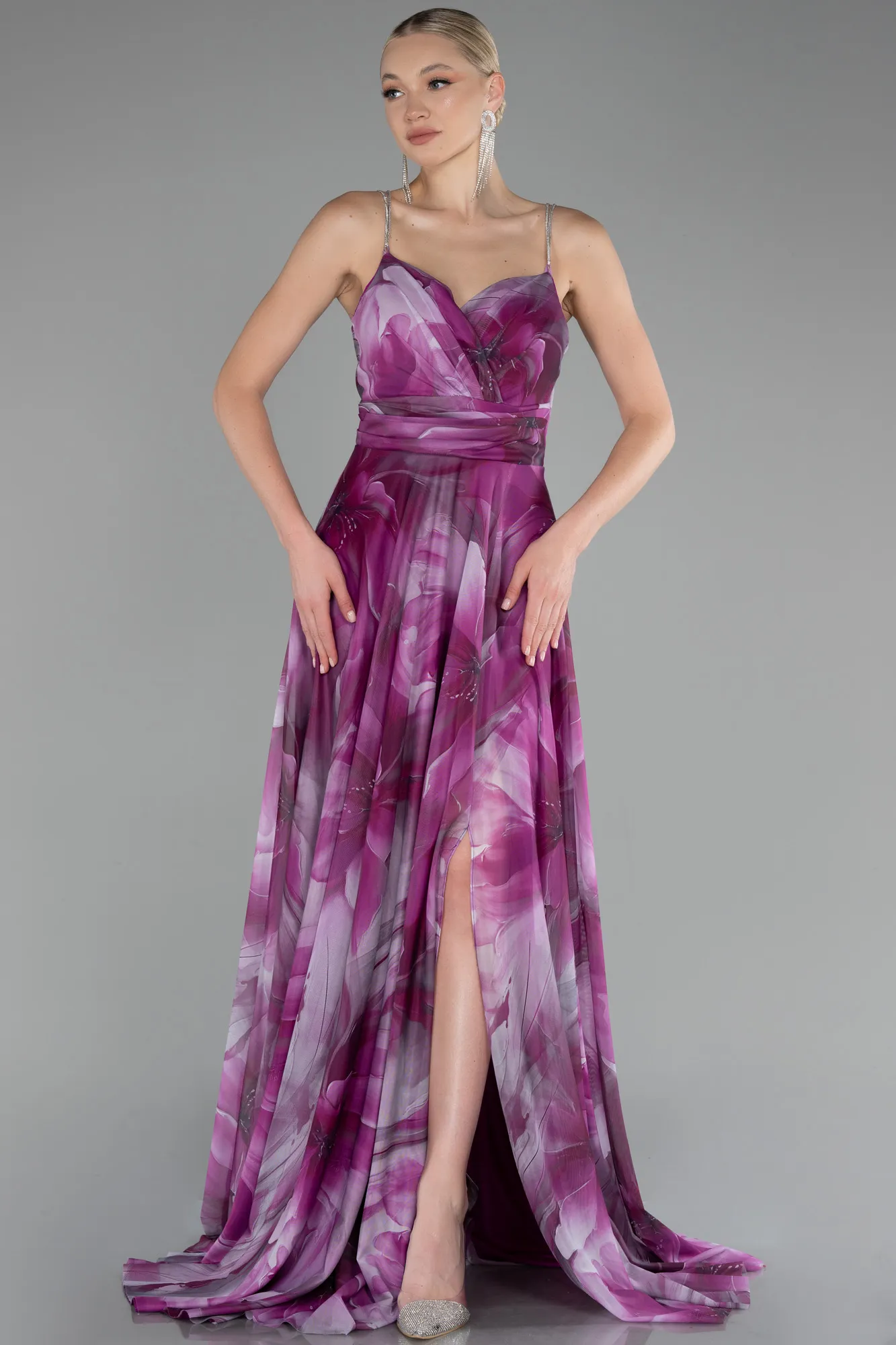 Violet-Strapless Slit Long Empirme Prom Dress ABU4184