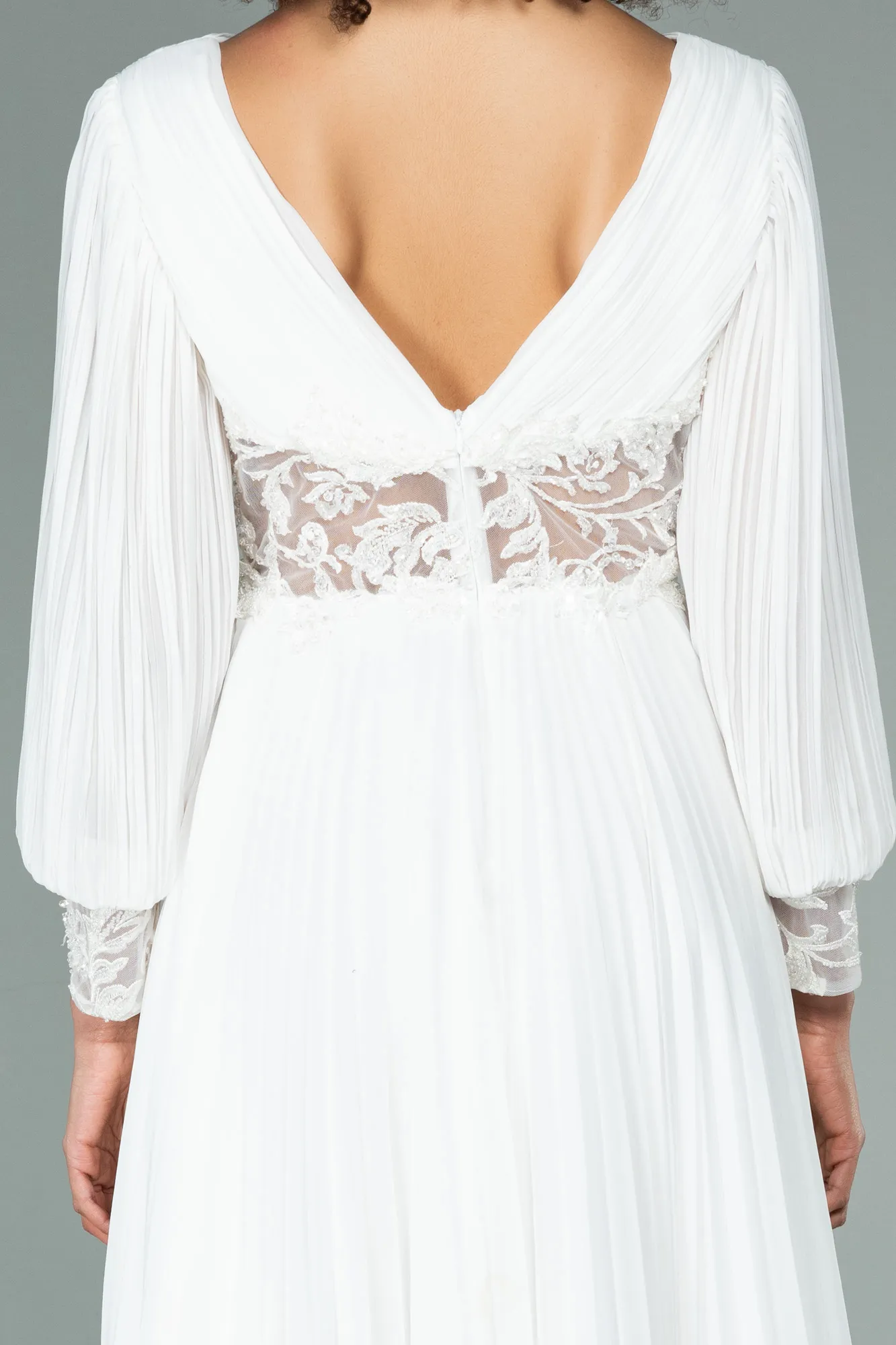 White-Long Chiffon Evening Dress ABU2183