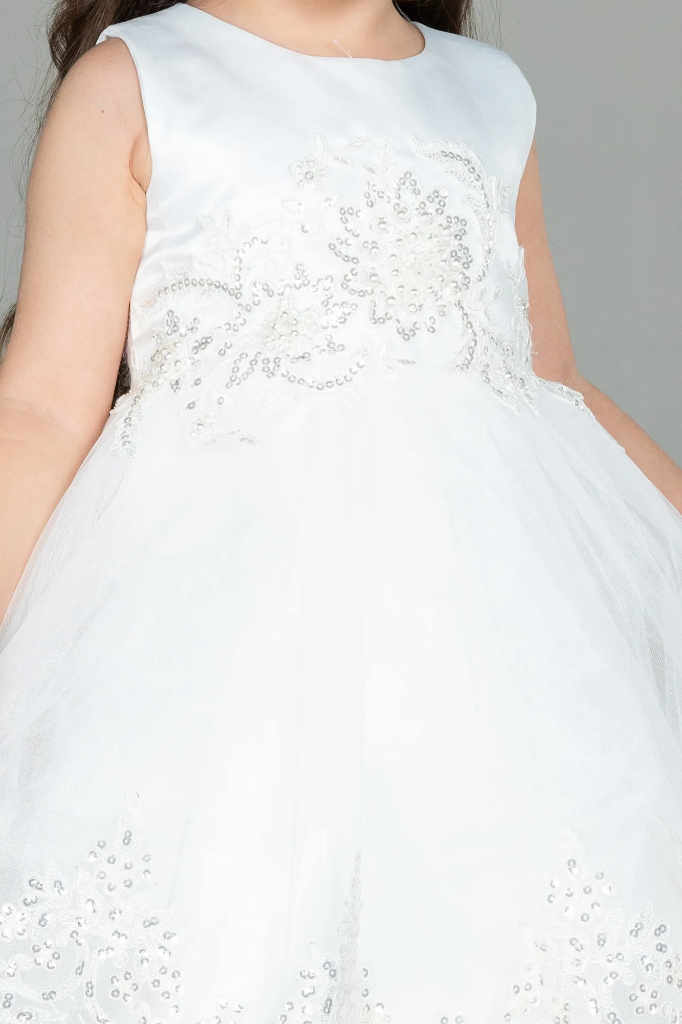 White-Long Girl Dress ABU3037