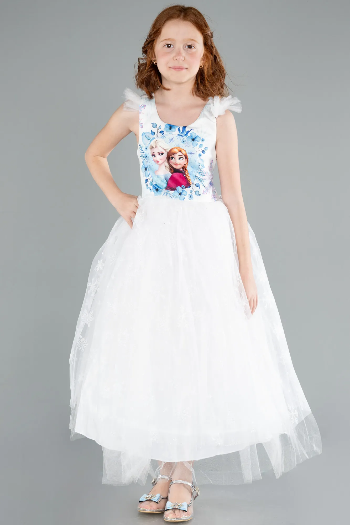 White-Long Girl Dress ABU4237