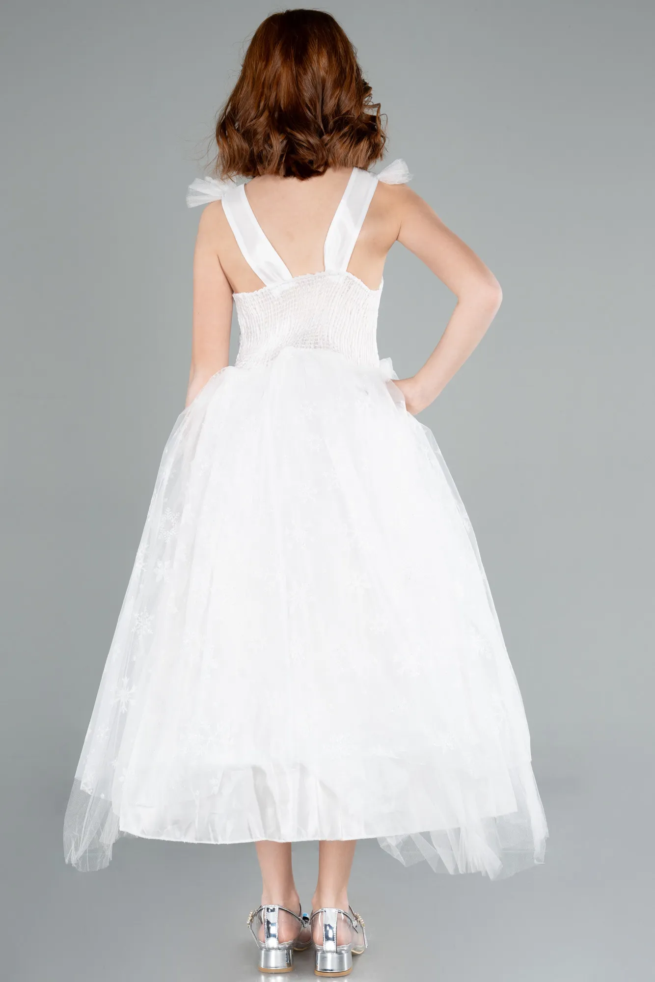 White-Long Girl Dress ABU4237