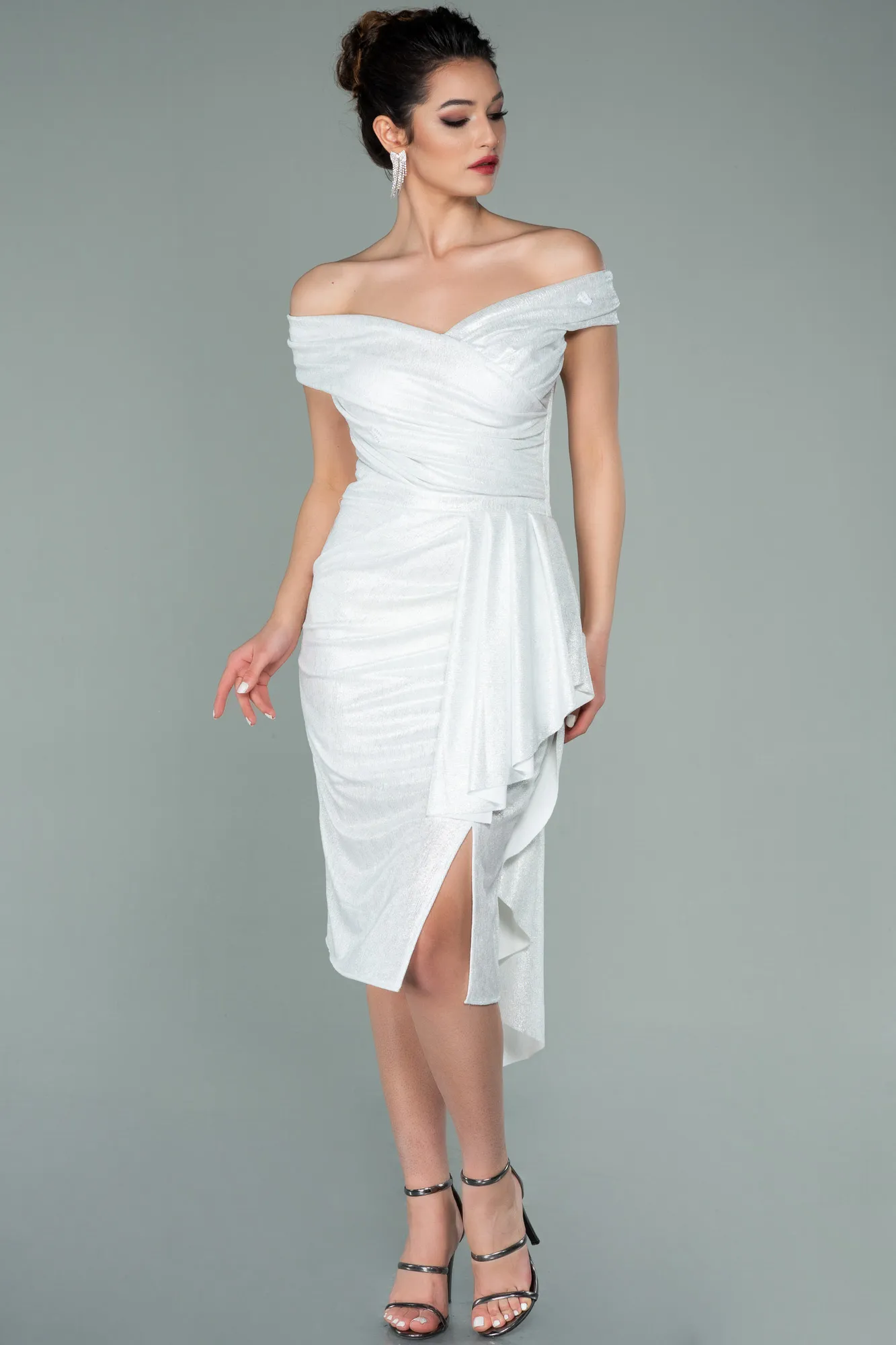 White-Midi Invitation Dress ABK1239