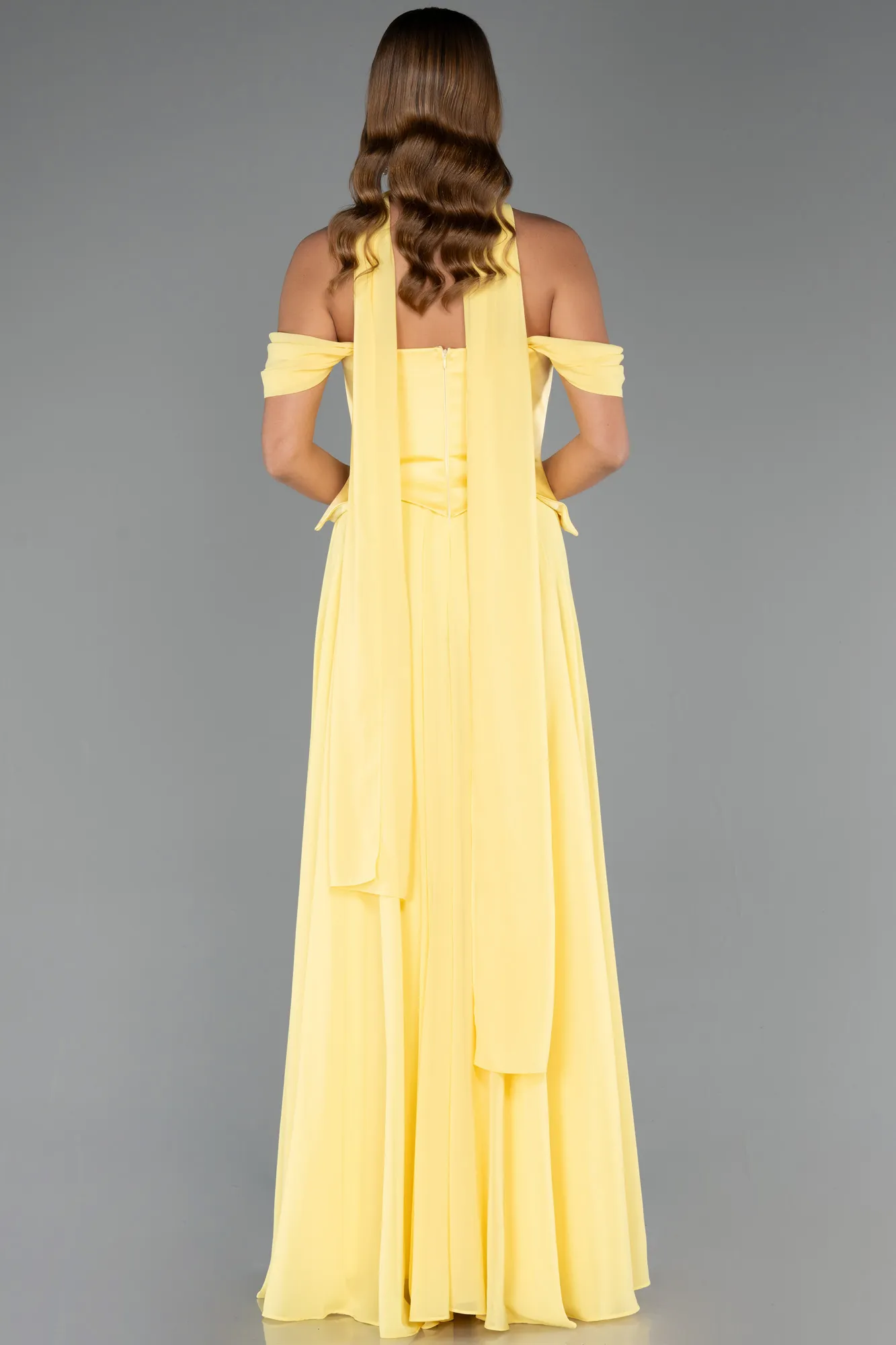 Yellow-Long Chiffon Evening Dress ABU5327