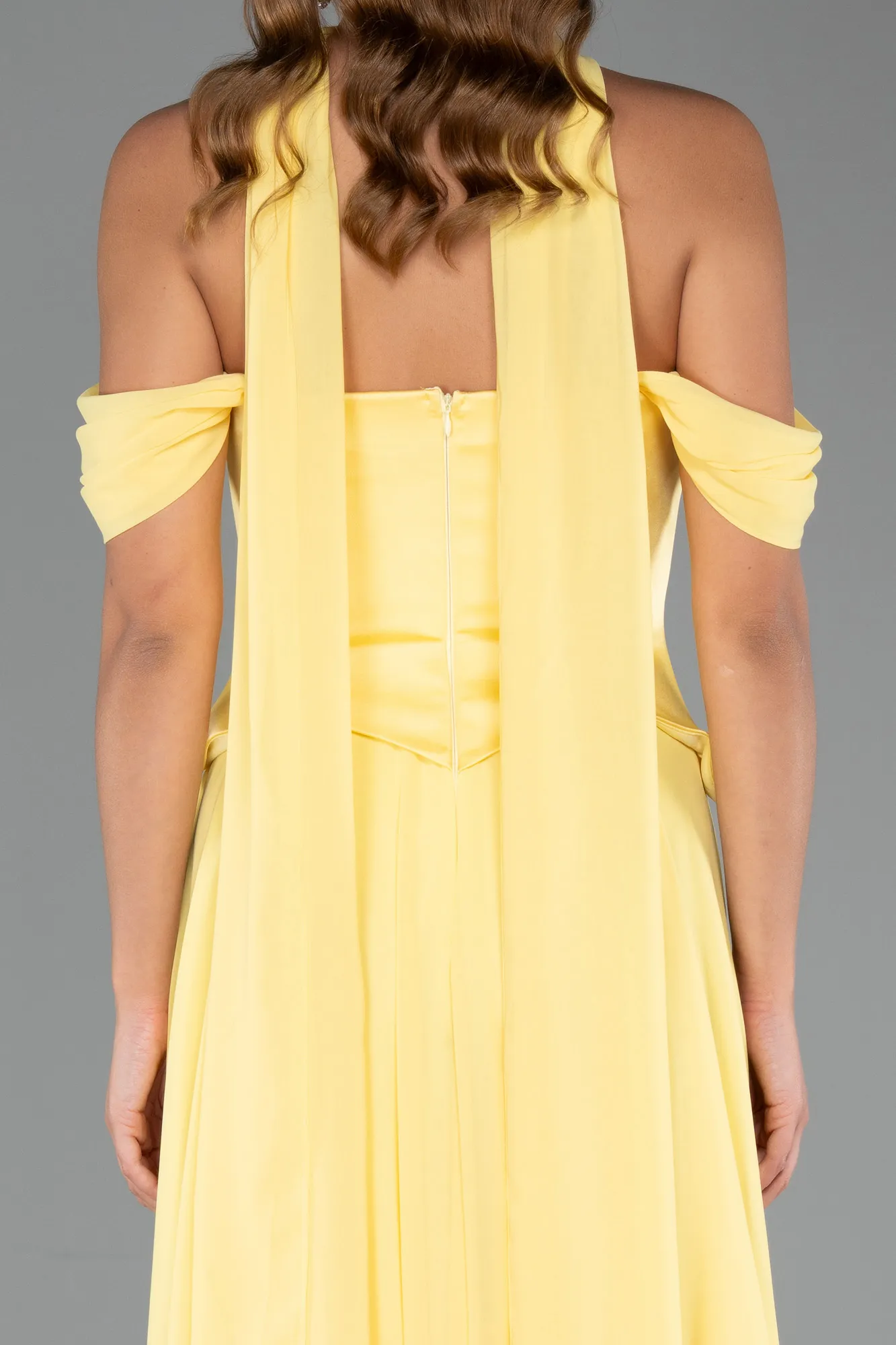 Yellow-Long Chiffon Evening Dress ABU5327