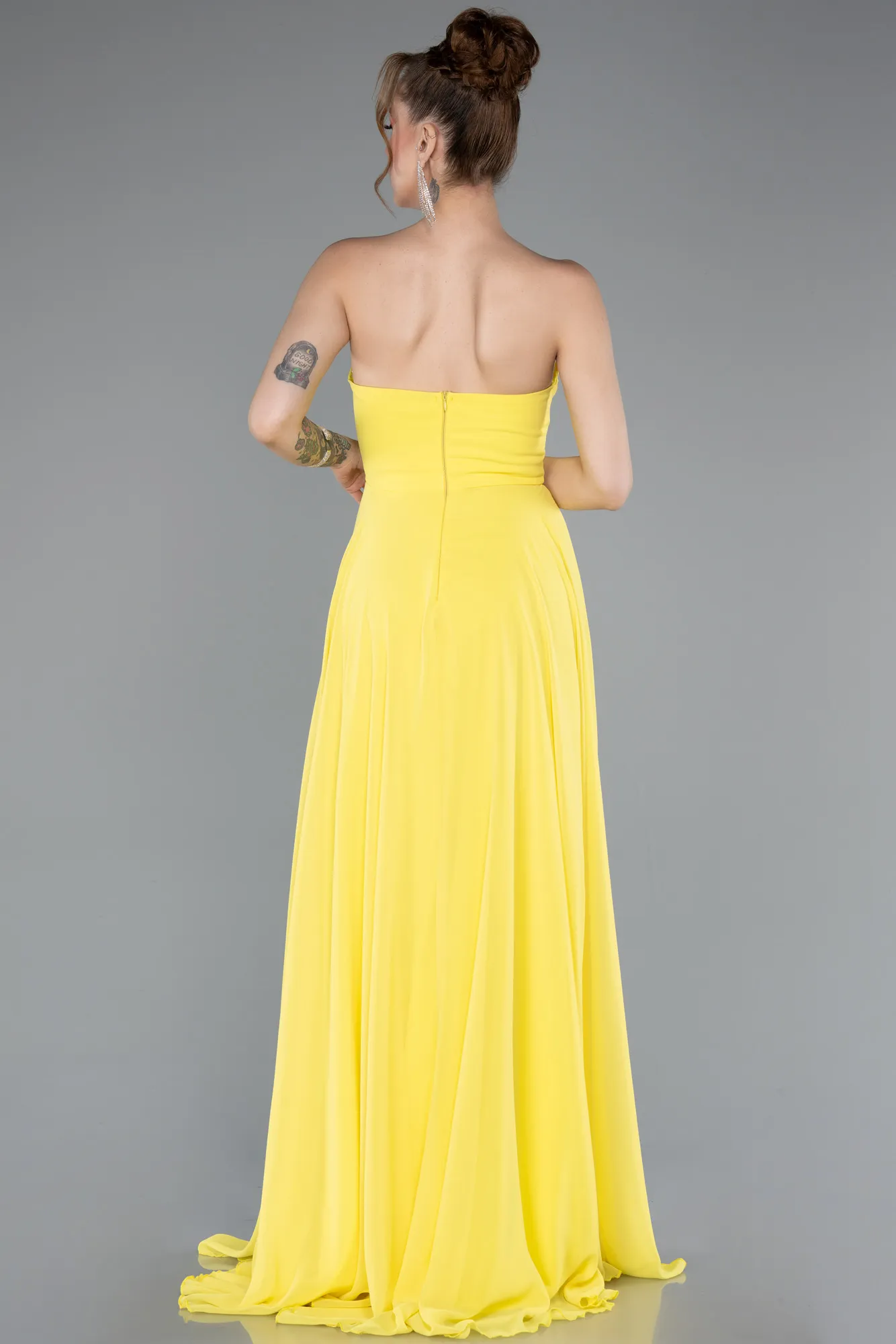 Yellow-Long Chiffon Prom Gown ABU4966