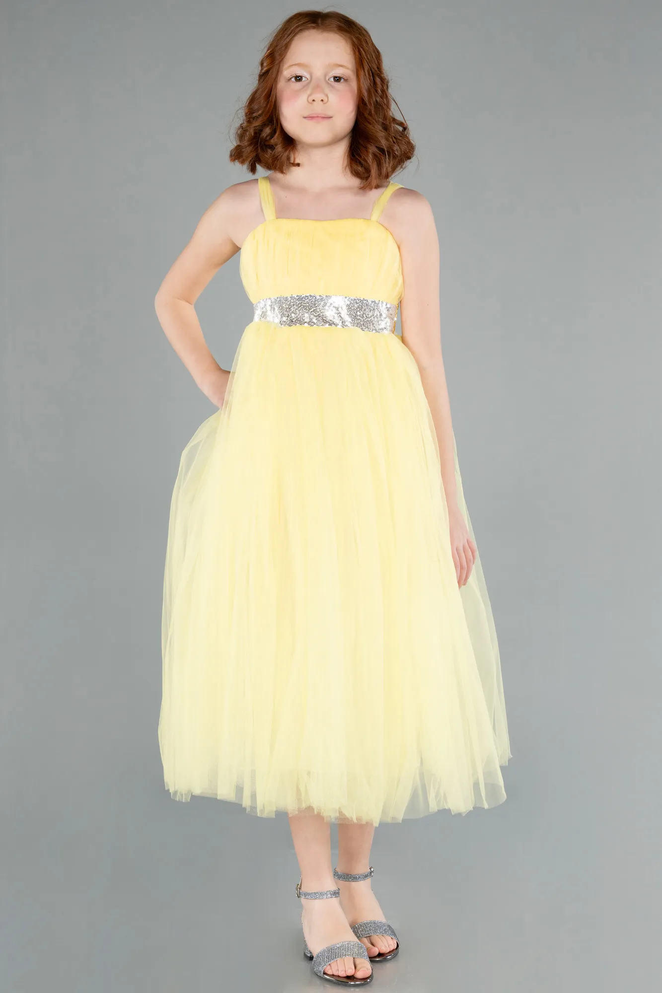 Yellow-Long Girl Dress ABU3031