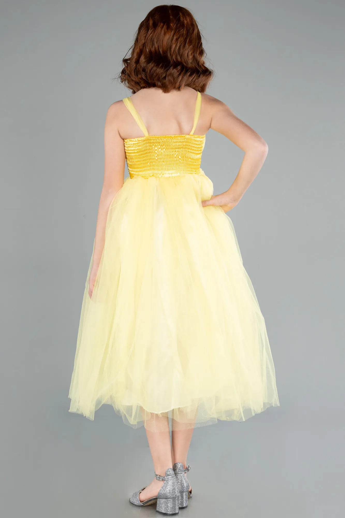 Yellow-Long Girl Dress ABU3031