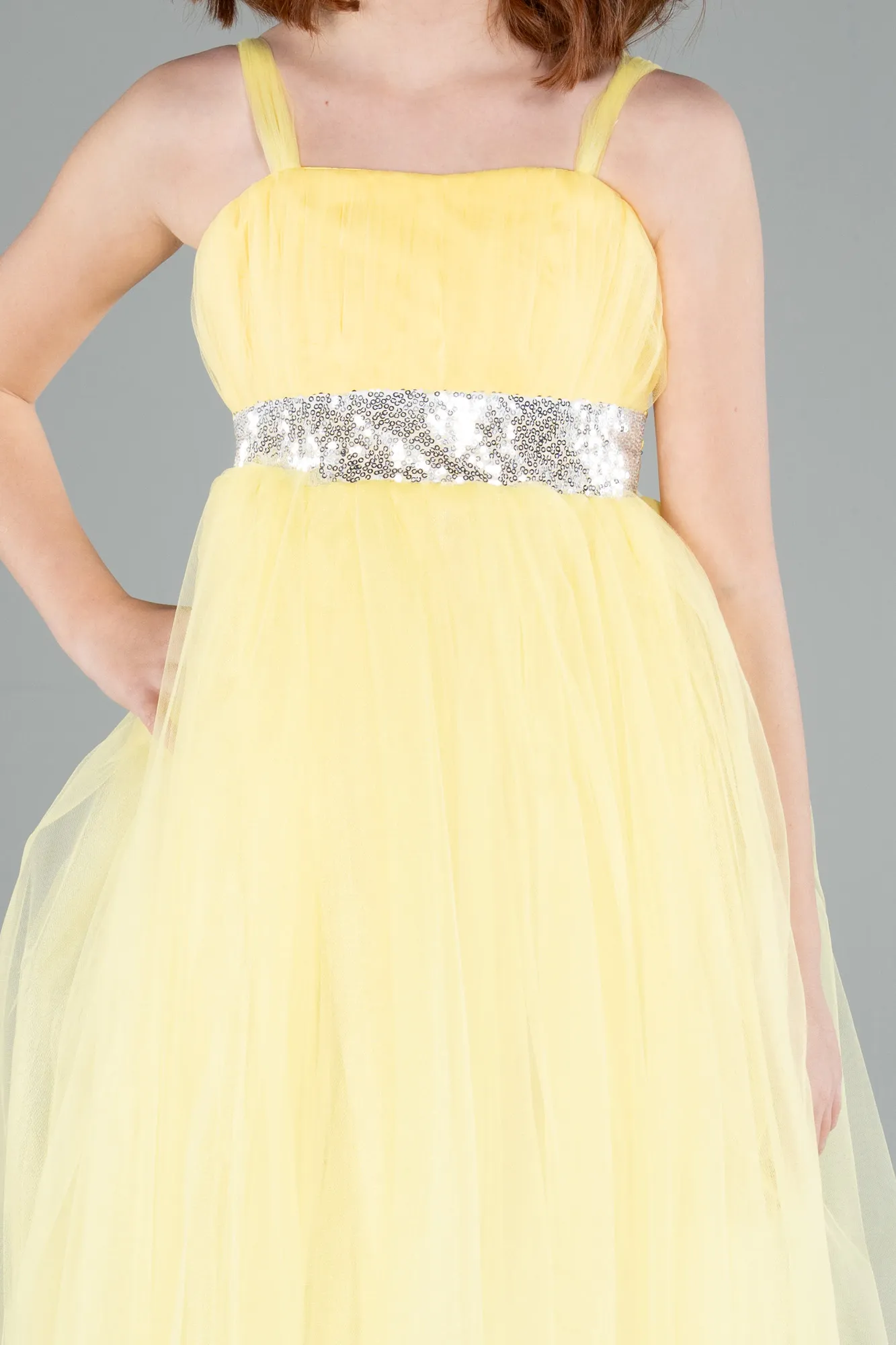 Yellow-Long Girl Dress ABU3031