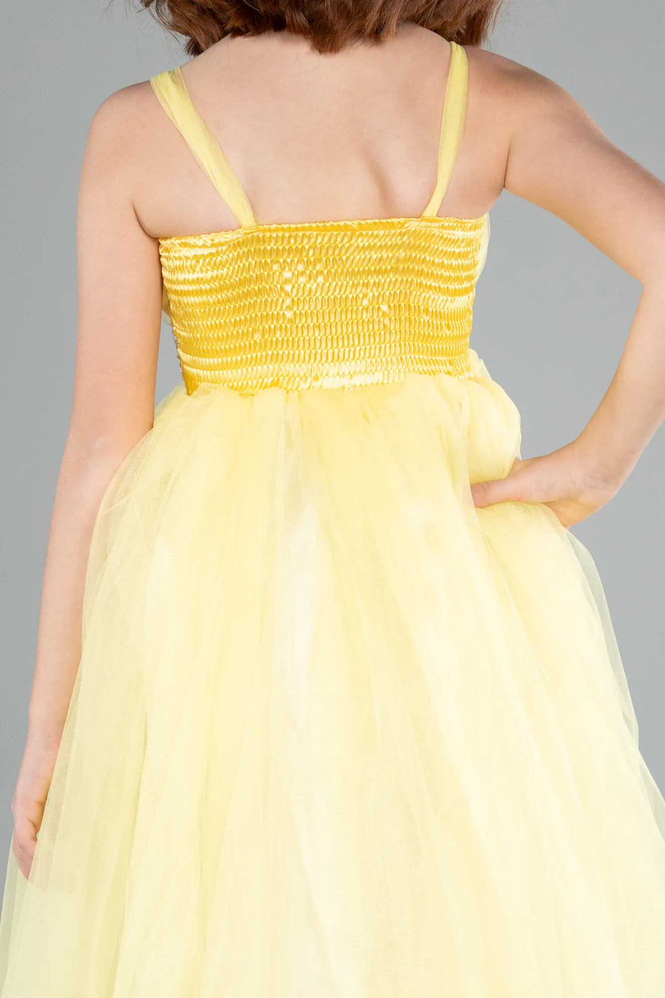 Yellow-Long Girl Dress ABU3031