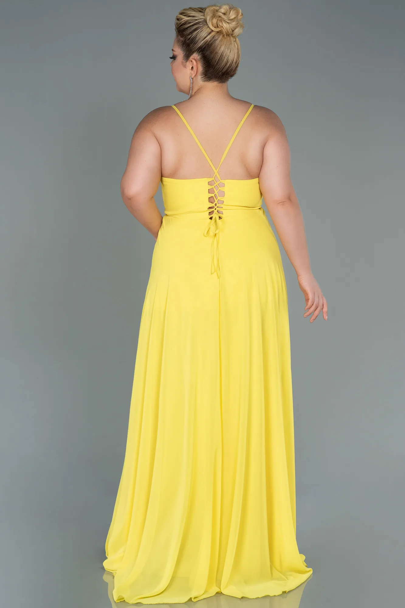 Yellow-Long Plus Size Evening Dress ABU1324