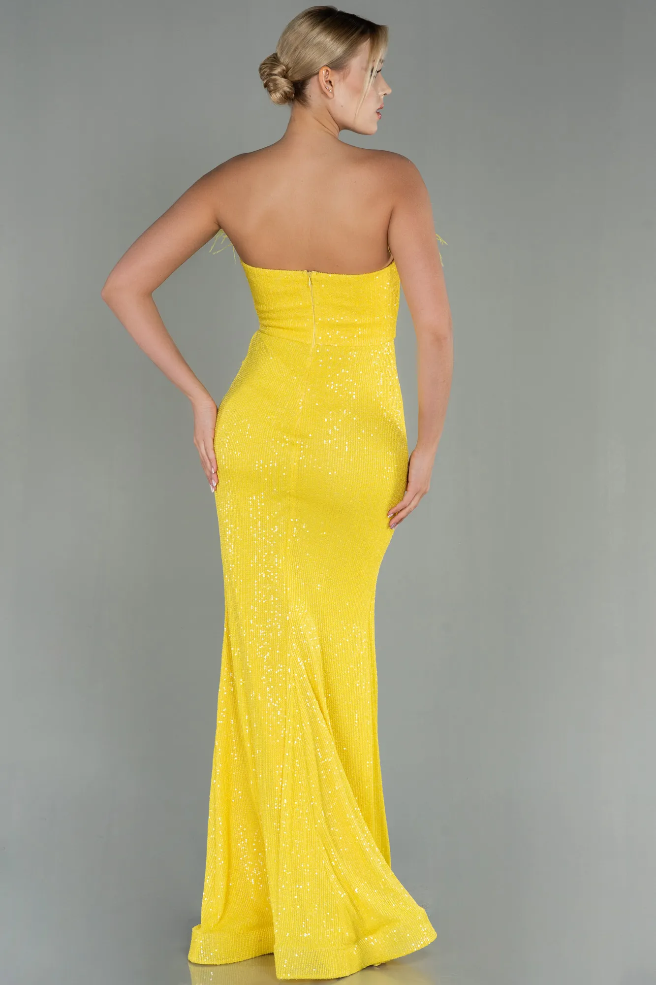 Yellow-Long Scaly Mermaid Evening Dress ABU3071