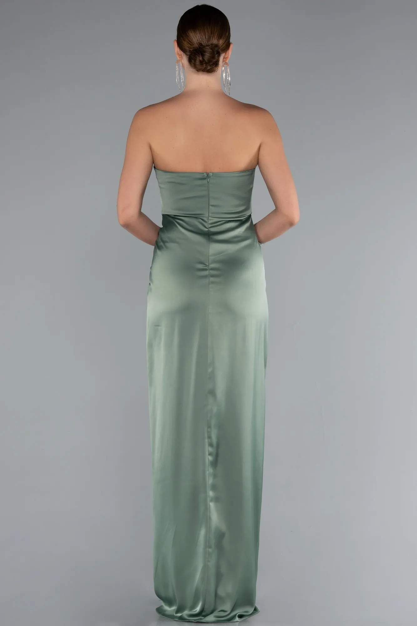 cagla-yesili-Long Satin Prom Gown ABU3474